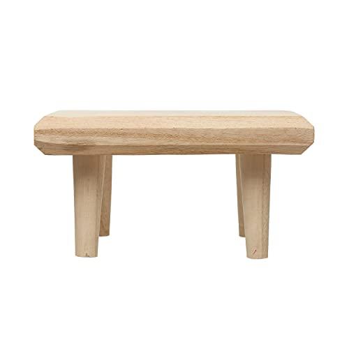 Paulownia Wood Minimalist Cream Footed Pedestal, 11" x 10"