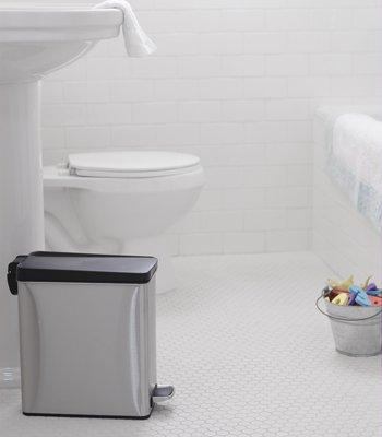 simplehuman 10 Liter / 2.6 Gallon Stainless Steel Bathroom Slim Profile Trash Can