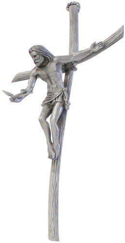 8" Pewter Crucifix with Dove and Braided Hanging Loop