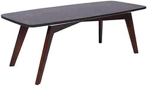 The Bianco Collection Faura 18" x 43.5" Rectangular Italian Black Marble Coffee Table