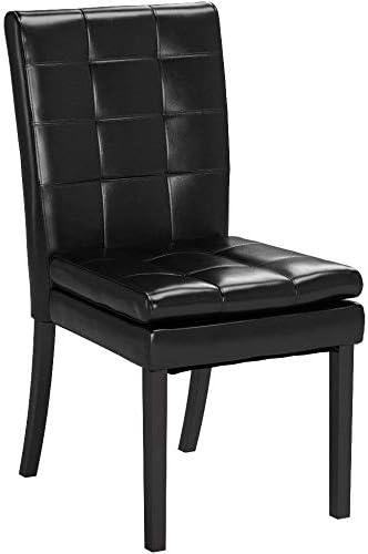 Set of 2 Crayton Leather Dining Chair Black - Christopher Knight Home: Tufted, Upholstered, Wood Frame