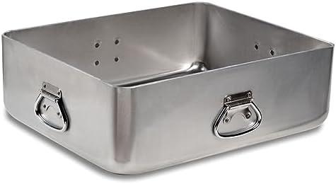 Heavy-Duty Silver Aluminum Rectangular Roasting Pan with Handles