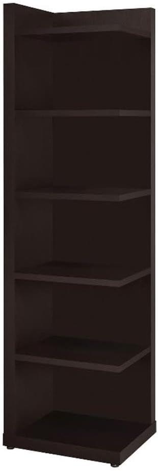 71" Modern 6 Shelf Corner Bookcase Cappuccino - Coaster: Laminated Melamine Veneer, Fixed Shelves, Meets Safety Standards