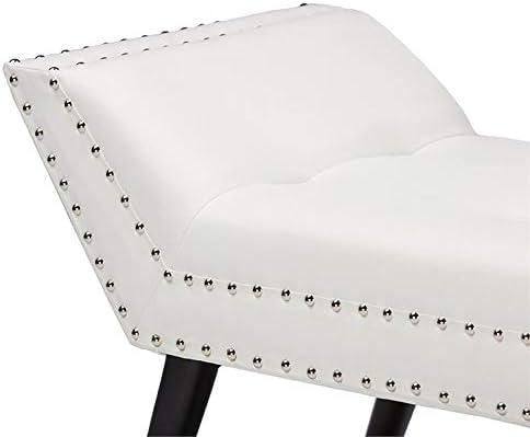 Tamblin Modern And Contemporary Faux Leather Upholstered Large Ottoman Seating Bench - White - Baxton Studio