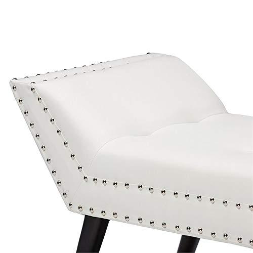 Tamblin Modern And Contemporary Faux Leather Upholstered Large Ottoman Seating Bench - White - Baxton Studio