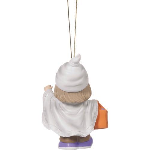 Little Girl Ghost Halloween Resin Ornament with Treat Bag