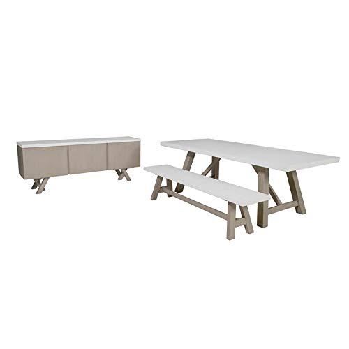 Unique Furniture Mills Rectangular Dining Table Concrete Top in Gray