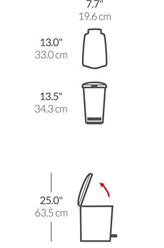 simplehuman Simplehuman 10 Liter / 2.6 Gallon Compact Slim Bathroom or Office Step Trash Can, Black Plastic