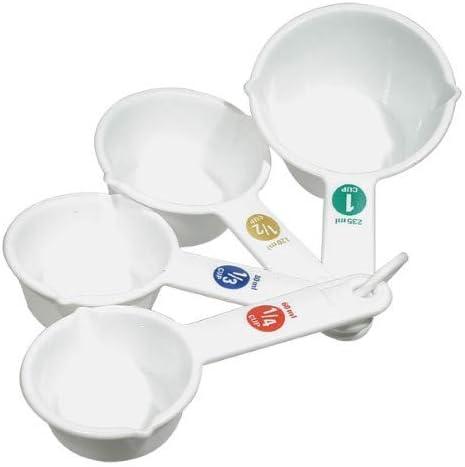 White Plastic 4-Piece Measuring Cup Set with Metric Units