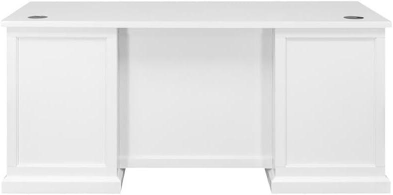 Modern Wood Double Pedestal Desk Fully Assembled White Finish - Abby Collection - Martin Furniture: Executive Office, Cable Management