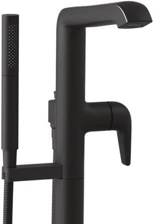 Polished Nickel Floor Mounted Tub Filler with Hand Shower