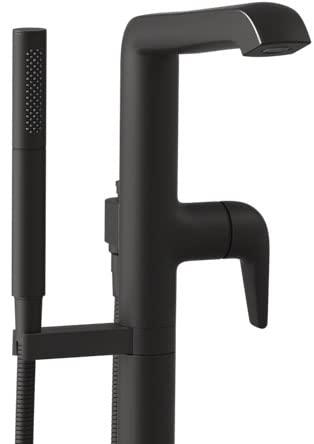 Polished Nickel Floor Mounted Tub Filler with Hand Shower