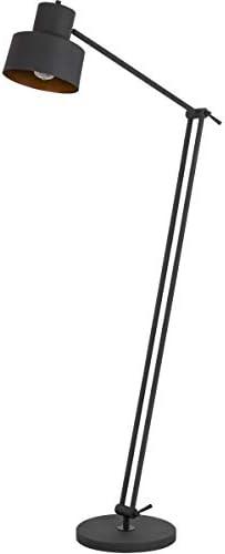 60W Davidson Metal Floor Lamp With Weighted Base, Adjustable Upper And Lower Arms. On Off Socket Switch, Matte Black