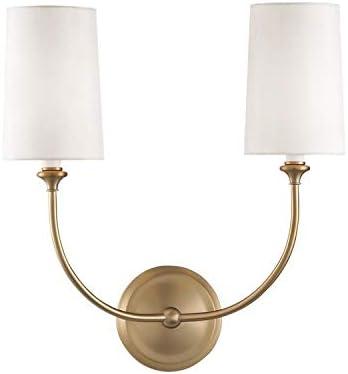 Sylvan Vibrant Gold Brass 2-Light Dimmable Sconce with Silk Shade