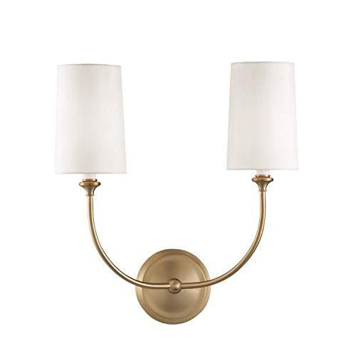 Sylvan Vibrant Gold Brass 2-Light Dimmable Sconce with Silk Shade