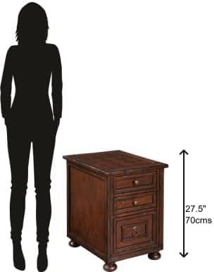 Havana Antique Mahogany Chairside Chest with Mirrored Drawers