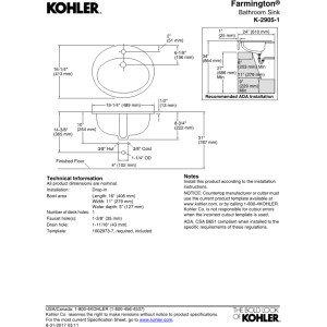 Farmington Self-Rimming Bathroom Sink with Single Hole Faucet Drilling