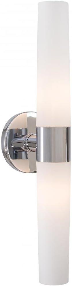 Saber Chrome Cylinder 2-Light Dimmable Vanity with Etched Opal Glass