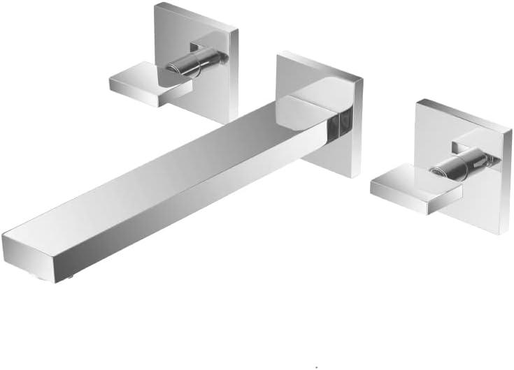 Chrome Wall Mounted Two-Handle Bathroom Faucet