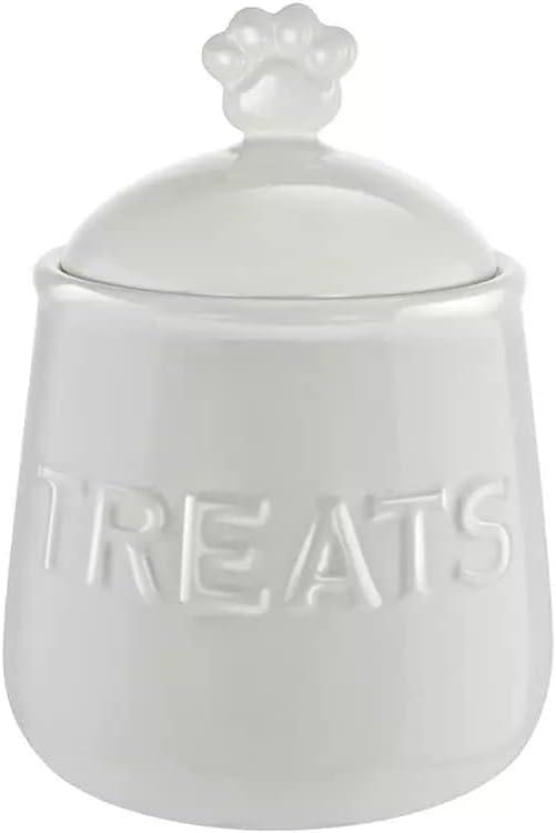 KOVOT Ceramic Pet Treat Jar - Ivory White, Airtight Lid, Paw Handle - Ideal for Dog Snacks & Treats