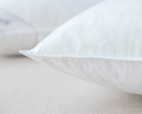 Standard White Goose Down and Feather Pillows with Cotton Cover, Set of 2