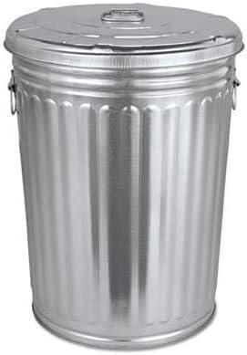 Pre-Galvanized Trash Can with Lid Round, Steel, 20gal, Grey, Outdoor Garbage Can.