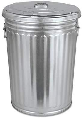 Pre-Galvanized Trash Can with Lid, Round, Steel, 20gal, Gray, Sold as 1 Each