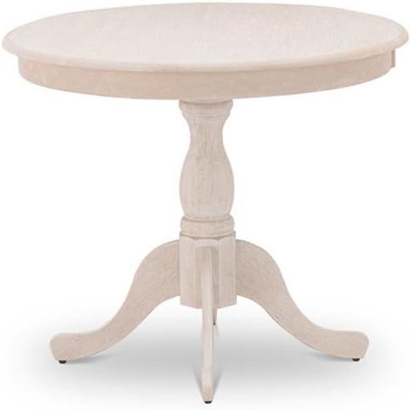 East West Furniture, Round Dining Table With Round Wire Brush Butter Cream