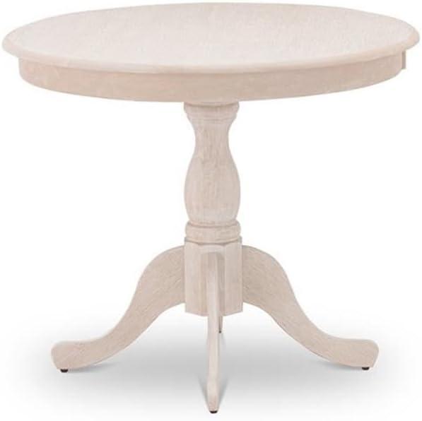 East West Furniture Antique Wood Dining Table with Pedestal Legs in Cream