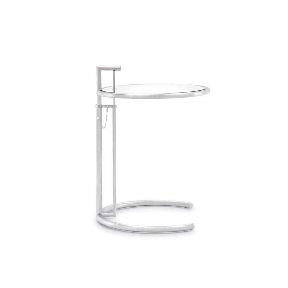 ZURI Furniture Modern Aileen Side Table Clear Tempered Glass Top Brushed Stainless Steel Base