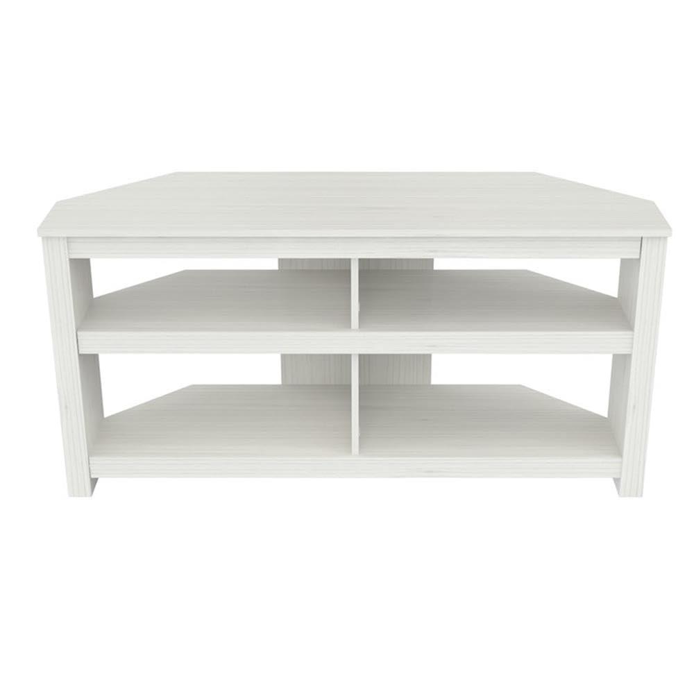 Inval 4-Shelf Corner TV Stand for TVs up to 60”, Washed Oak