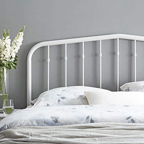 Lennon White Twin Metal Headboard with Adjustable Height