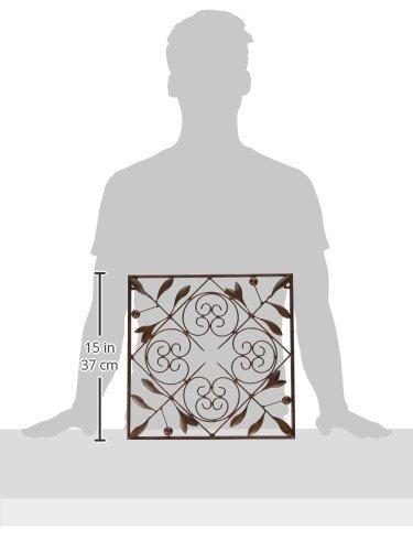 DecMode Rustic Brown Square Metal Wall Décor Set of 4 14"W x 14"H