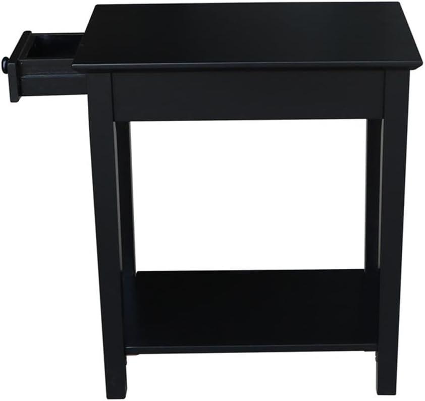 International Concepts Narrow End Table Black: Sleek Design with Drawer & Fixed Shelf for Living Room