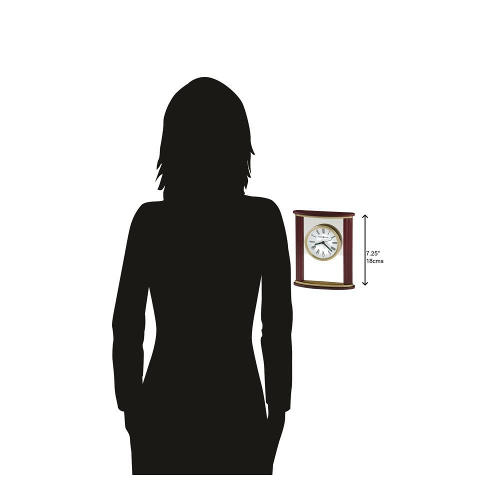 Victor Traditional Roman Numeral Rosewood Wood Quartz Movement / Crystal Tabletop Clock with Alarm in Brown/Brass