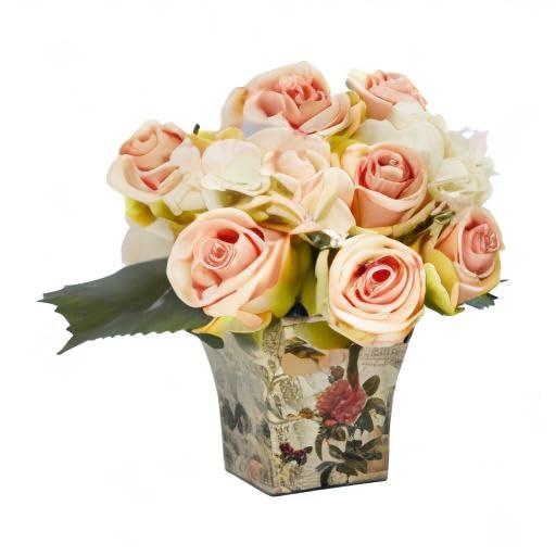 Nearly Natural 8-Inches Peach Indoor Desktop Silk Artificial flower