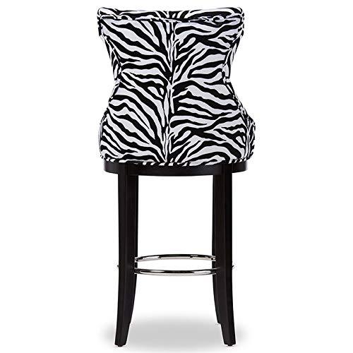 Baxton Studio Peace Modern and Contemporary Zebra Print Patterned Fabric Upholstered Barstool with Metal Footrest Beige: Plywood Frame