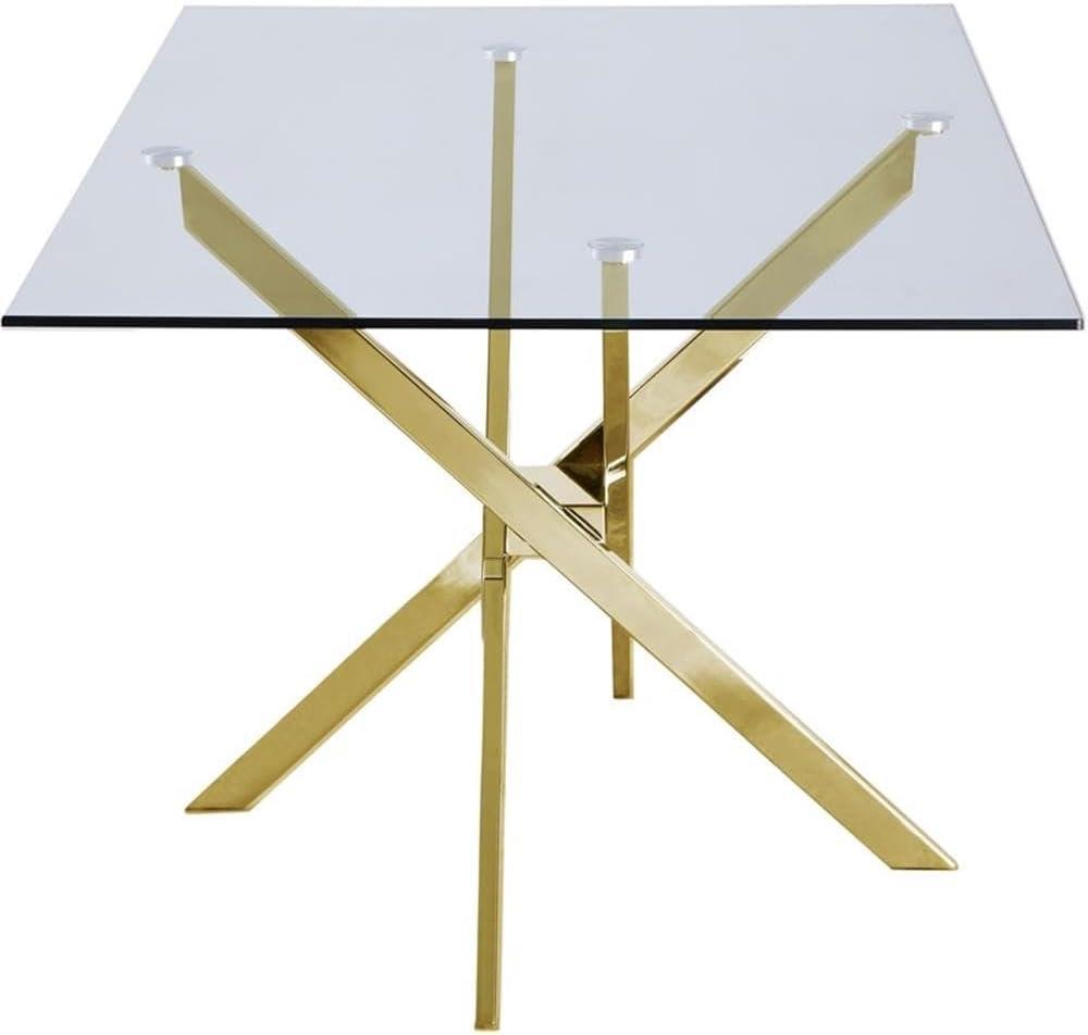 Meridian Furniture Yellow Xander Contemporary Glass Dining Table