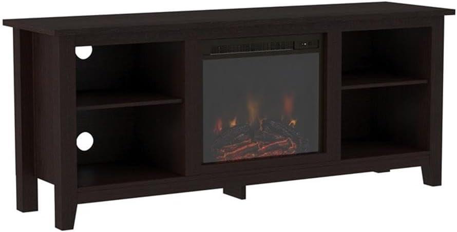 Walker Edison Traditional Fireplace TV Stand for TVs Up to 64" - Black