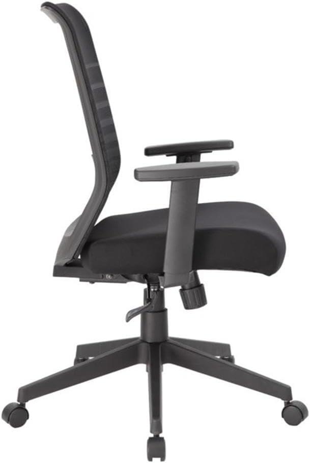 Linear Mesh Task Chair Black - Boss Office Products: Synchro-Tilt, Adjustable Arms, 275lbs Capacity