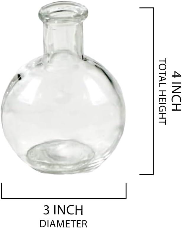 Serene Spaces Living Set of 6 Clear Ball Bud Vases, Transparent Glass Vases for Weddings, Events, Parties, Floral Centerpieces for Home Decor, Measures 4" Tall