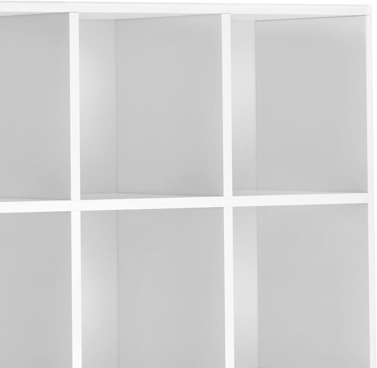 Harper Solid Hardwood Mid-Century White Cube Storage Bookcase