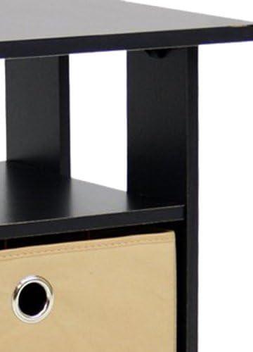 Furinno Andrey Engineered Wood End Table with Bin Drawer in Espresso/Brown