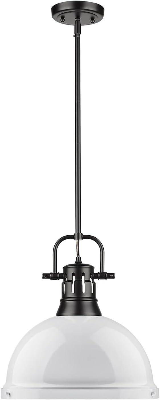 Golden Lighting Duncan 1-Light Large Pendant in Matte Black with White