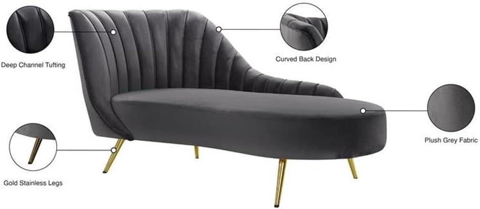 Meridian Furniture Margo Grey Velvet Chaise