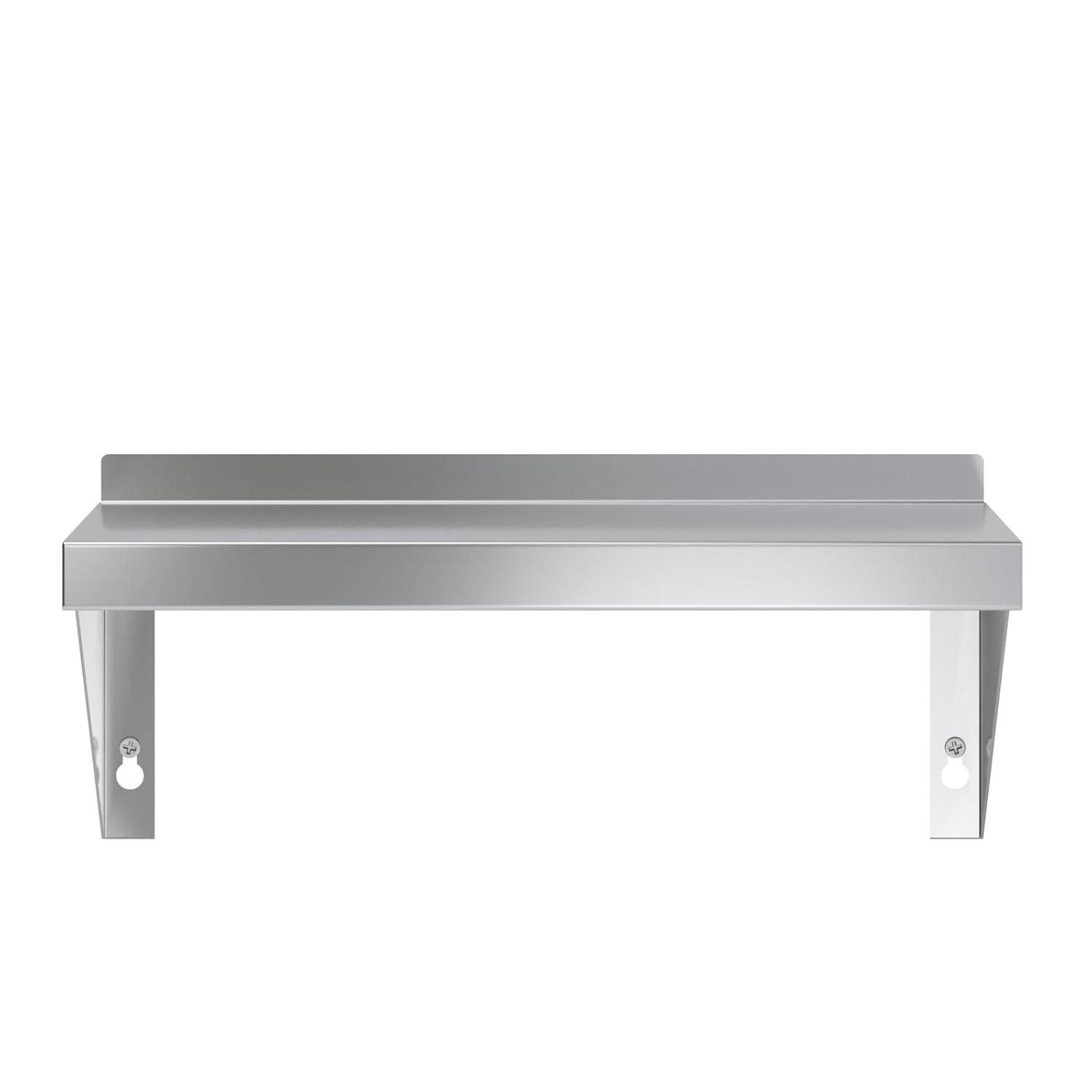16" Stainless Steel Wall Shelf with Square Edge