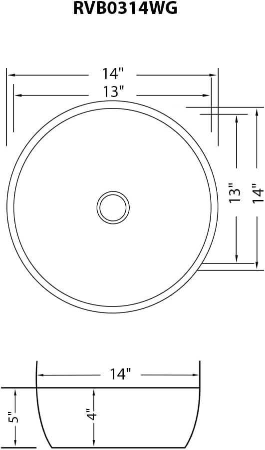 Ruvati 14 inch Bathroom Vessel Sink Round Gold Decorative Art Above Vanity Counter White Ceramic