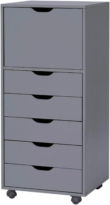 Inbox Zero 6-Drawer Office Drawer File Cabinet on Wheels, Desk Filing Cabinet Unit, Craft Office Drawer Storage Organization