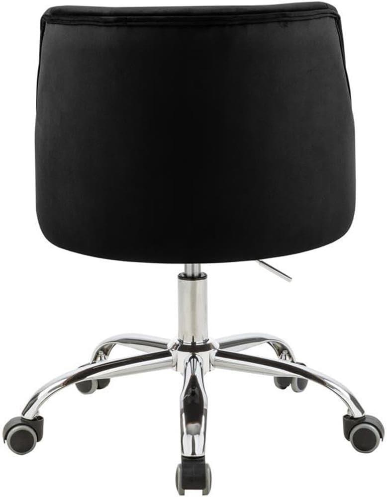 Meridian Furniture Arden Swivel Adjustable Black Velvet and Chrome Office Chair