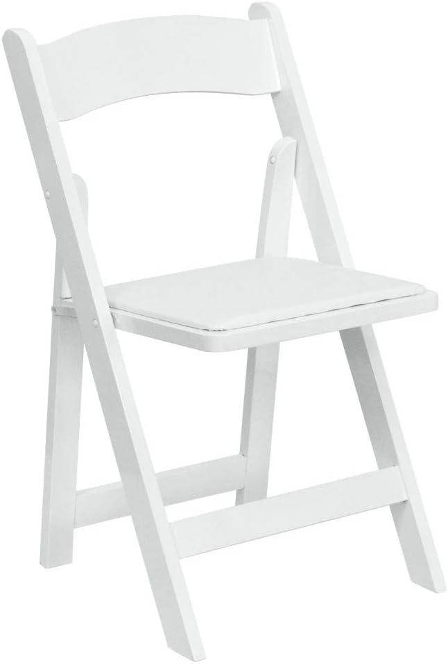 Elegant White Beechwood Folding Chair with Detachable Cushion